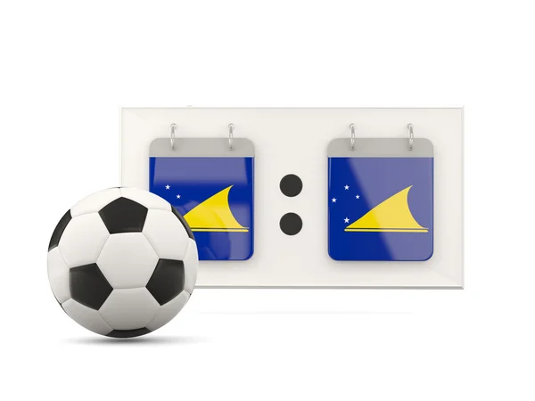 Vlag van de Tokelau-eilanden, voetbal met scorebord — Stockfoto