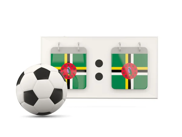 Vlag van dominica, voetbal met scorebord — Stockfoto