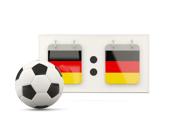 Flag of germany, football with scoreboard — Stock Photo, Image