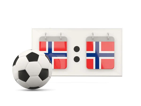 Флаг Норвегии, футбол с табло — стоковое фото
