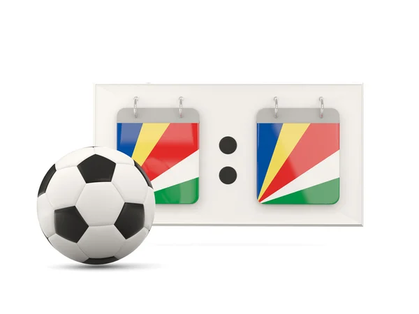 Vlag van de Seychellen, voetbal met scorebord — Stockfoto