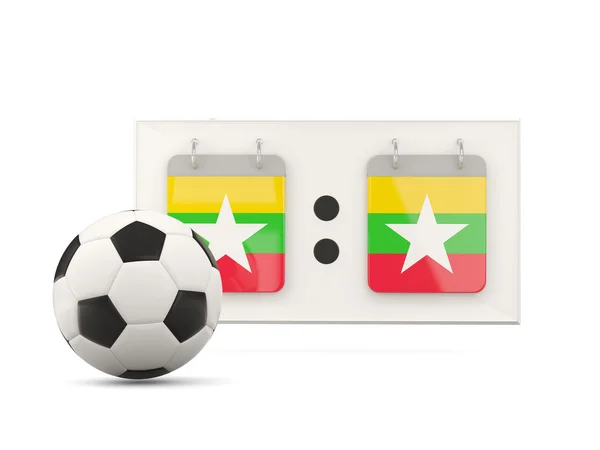Bandeira de Myanmar, futebol com placar — Fotografia de Stock