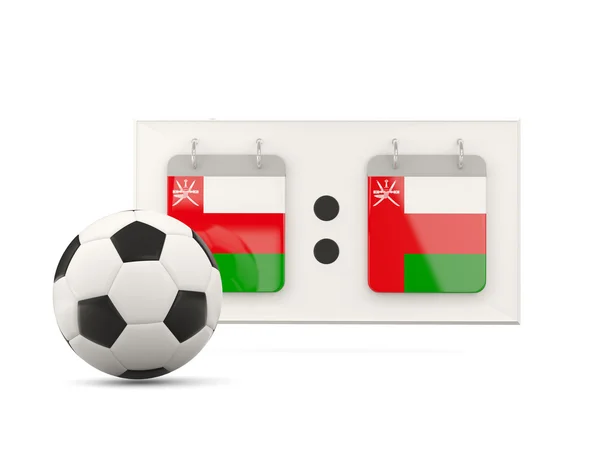 Drapeau de l'oman, football avec tableau d'affichage — Photo