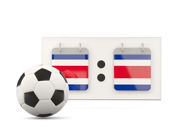 Vlag van costa rica, voetbal met scorebord — Stockfoto