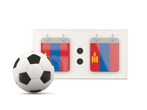 Vlag van Mongolië, voetbal met scorebord — Stockfoto