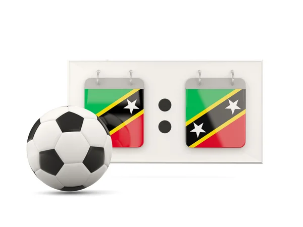 Drapeau des saints kitts et nevis, football avec tableau d'affichage — Photo