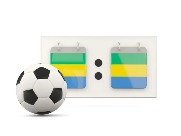Vlag van gabon, voetbal met scorebord — Stockfoto