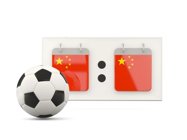 中国足球与记分牌的旗帜 — 图库照片