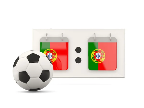 Bandeira de portugal, futebol com placar — Fotografia de Stock