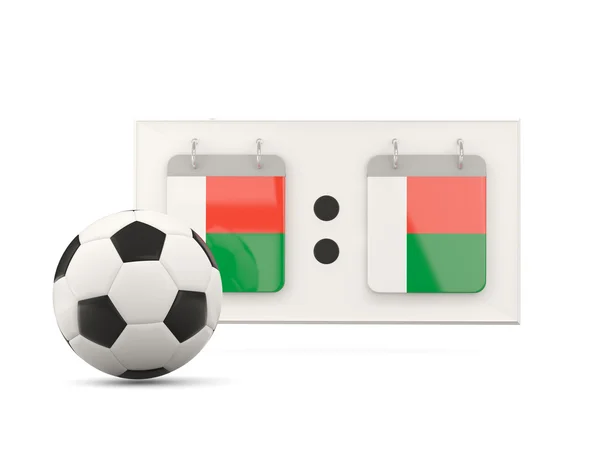 Vlag van Madagaskar, voetbal met scorebord — Stockfoto