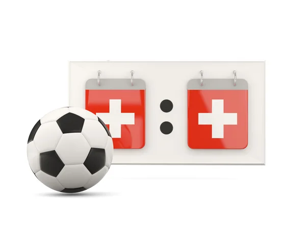 Vlag van Zwitserland, voetbal met scorebord — Stockfoto