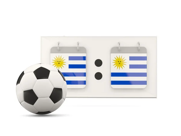 Drapeau d'uruguay, football avec tableau d'affichage — Photo