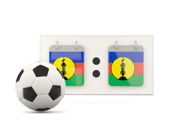 Vlag van Nieuw-Caledonië, voetbal met scorebord — Stockfoto
