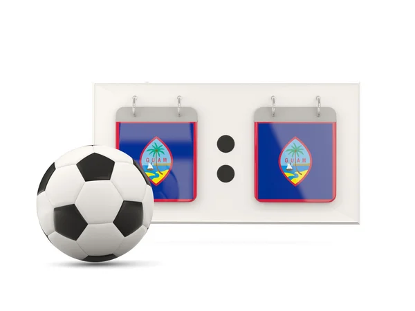 Vlag van guam, voetbal met scorebord — Stockfoto