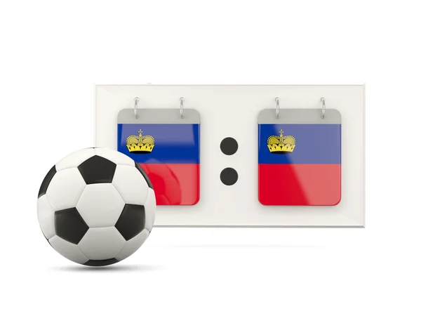 Vlag van liechtenstein, voetbal met scorebord — Stockfoto