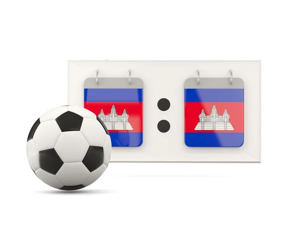 Bandeira de cambodia, futebol com placar — Fotografia de Stock