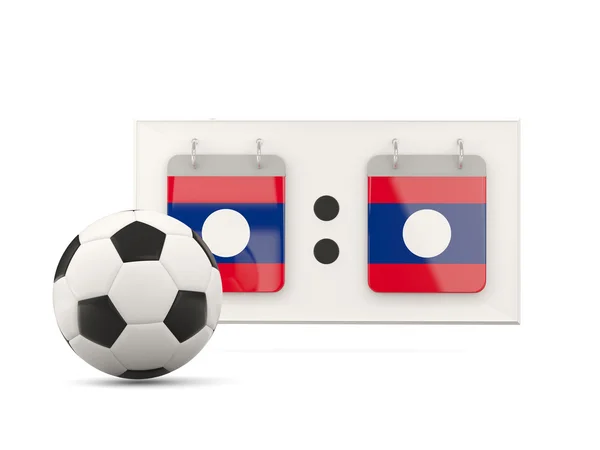 Vlag van laos, voetbal met scorebord — Stockfoto