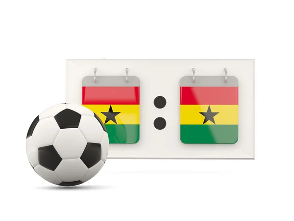 Флаг Ганы, футбол с табло — стоковое фото