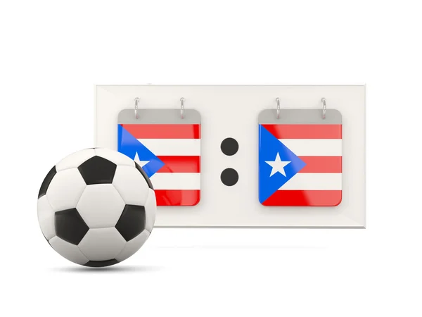 Flagga av puerto rico, fotboll med resultattavlan — Stockfoto