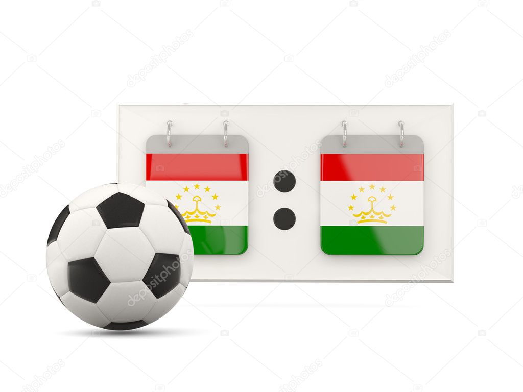Flag of tajikistan, football with scoreboard — Stock Photo © Mishchenko