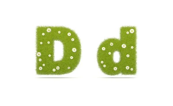 Natural green grass with camolines font. Letters D d — Stock Photo, Image