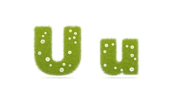 Natural green grass with camolines font. Letters U u — Stock Photo, Image