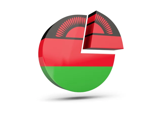 Drapeau de malawi, icône de diagramme rond — Photo