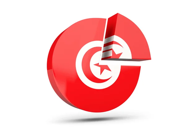 Flagge von Tunesien, rundes Diagramm-Symbol — Stockfoto