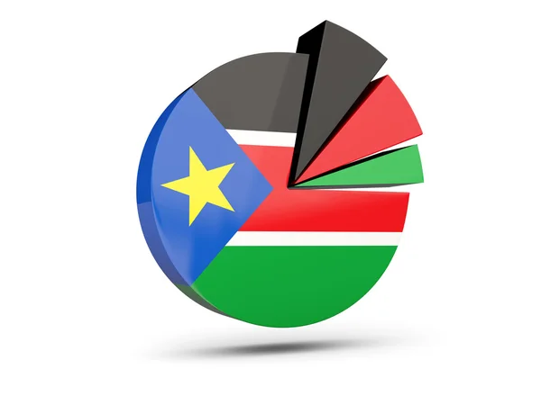 Bandiera del Sud Sudan, icona del diagramma rotondo — Foto Stock