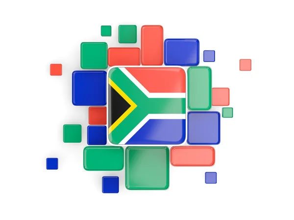 Drapeau de l'Afrique du Sud, fond mosaïque — Photo