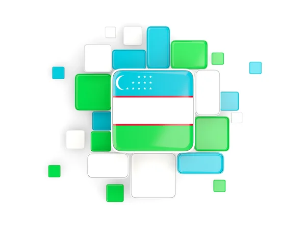 Flagge Usbekistans, Mosaikhintergrund — Stockfoto