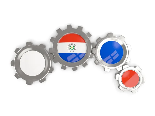 Flag of paraguay, metallic gears with colors of the flag — Stock Photo, Image