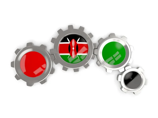 Flag of kenya, metallic gears with colors of the flag — Stock Photo, Image