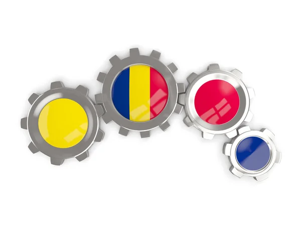 Bandera de chad, engranajes metálicos con colores de la bandera —  Fotos de Stock