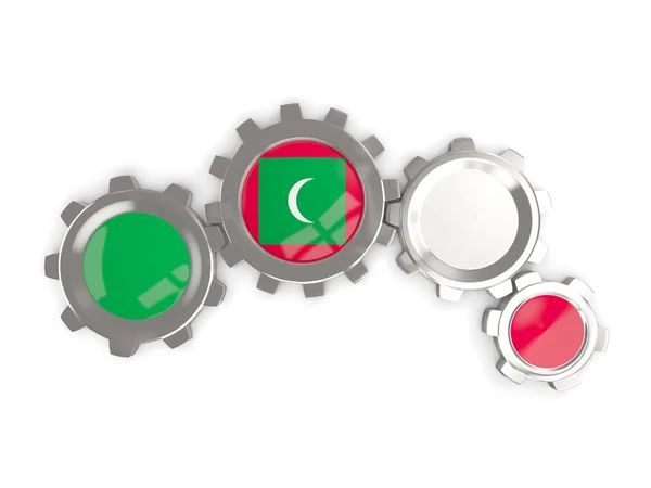 Flag of maldives, metallic gears with colors of the flag — Stock Photo, Image