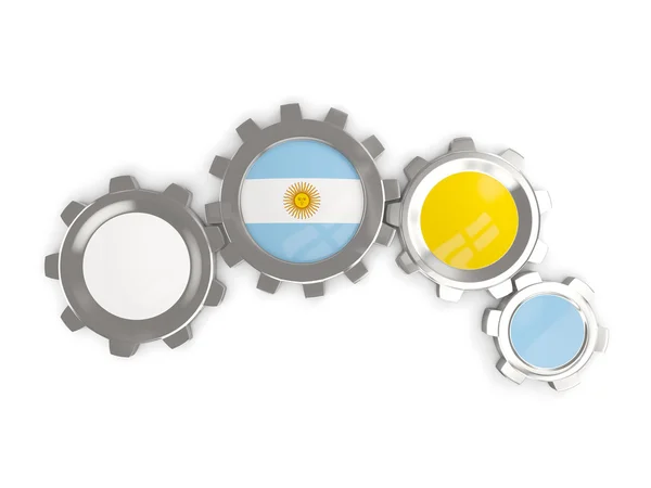 Flagge Argentiniens, Metallgetriebe mit den Farben der Flagge — Stockfoto