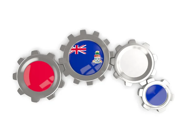 Flag of cayman islands, metallic gears with colors of the flag — Stock Photo, Image