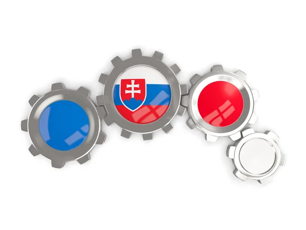 Vlag van Slowakije, metalen tandwielen met kleuren van de vlag — Stockfoto