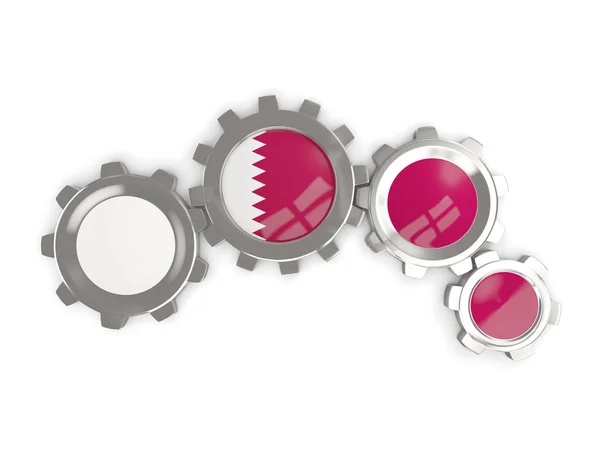 Flag of qatar, metallic gears with colors of the flag — Stock Photo, Image