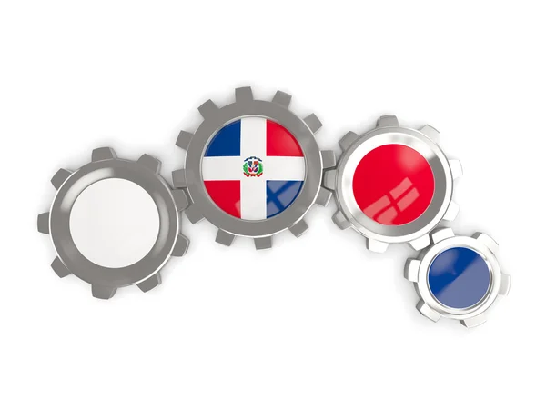 Flag of dominican republic, metallic gears with colors of the fl — Stock Photo, Image