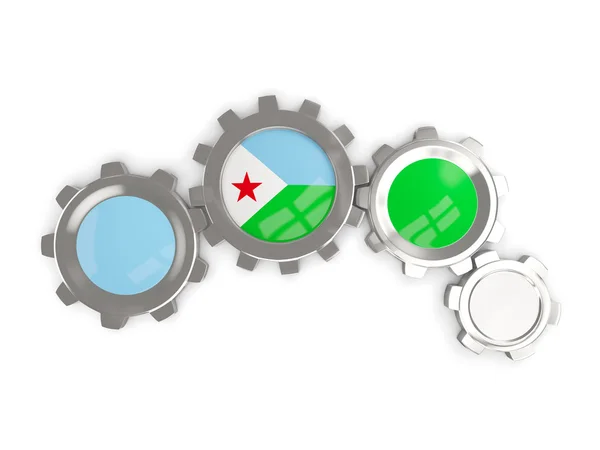 Flag of djibouti, metallic gears with colors of the flag — Stock Photo, Image
