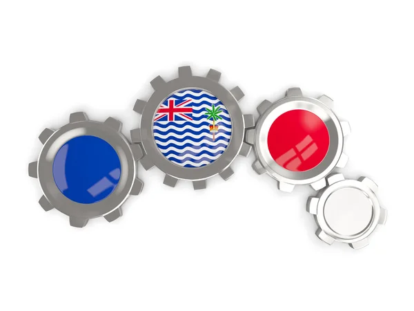 Bandera de territorio británico del océano Índico, engranajes metálicos con colo — Foto de Stock