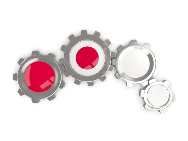 Flag of japan, metallic gears with colors of the flag