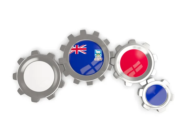 Flag of falkland islands, metallic gears with colors of the flag — Stock Photo, Image