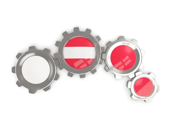Flag of austria, metallic gears with colors of the flag — Stock Photo, Image