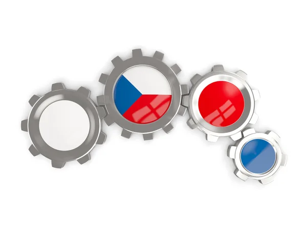 Flaga Republiki Czeskiej, metalowe koła zębate w kolorach flagi — Zdjęcie stockowe