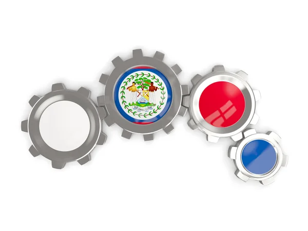 Flag of belize, metallic gears with colors of the flag — Stock Photo, Image