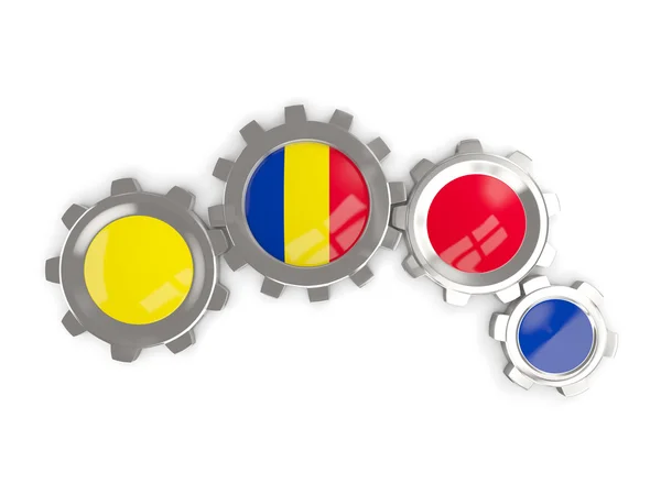 Flag of romania, metallic gears with colors of the flag — Stock Photo, Image