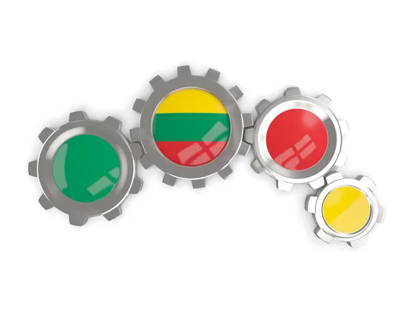 Vlag van Litouwen, metalen tandwielen met kleuren van de vlag — Stockfoto