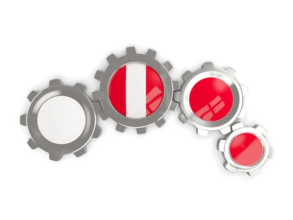 Flag of peru, metallic gears with colors of the flag — Stock Photo, Image